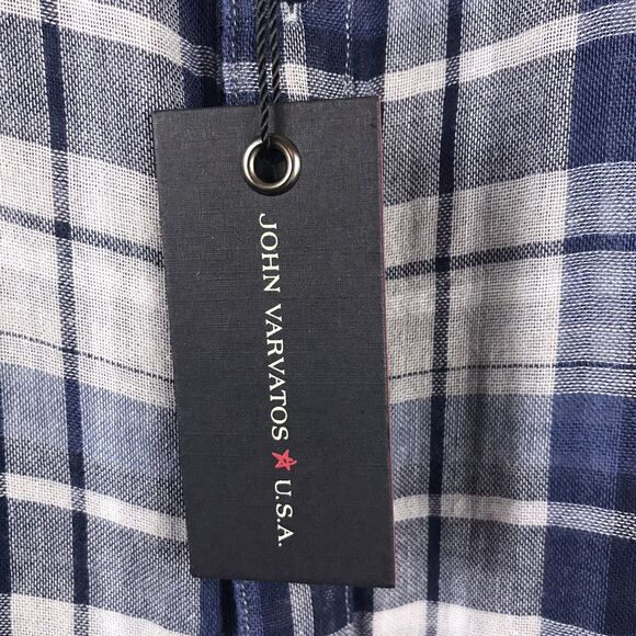 John Varvatos Star USA Plaid Reversible Regular Fit Shirt Blue Topaz Sz XXL $188 - Picture 5 of 7